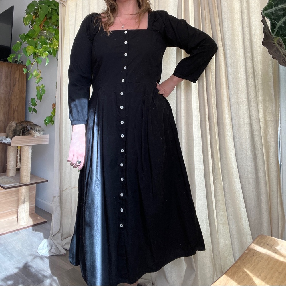 Vetta The Square Neck Midi Dress Capsule Organic Cotton Black XL
